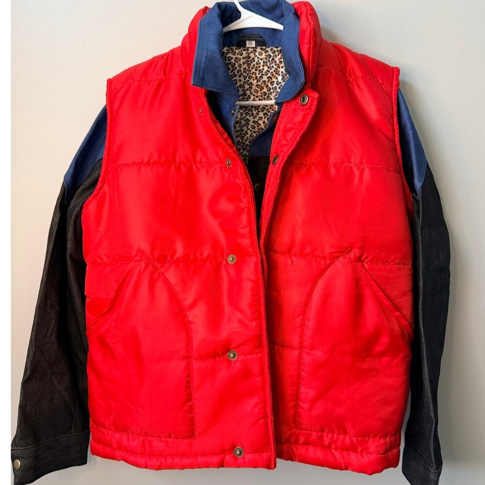 Back to the Future Marty McFly Jacket - Red Puffer Vest and Denim Coat Size XS
